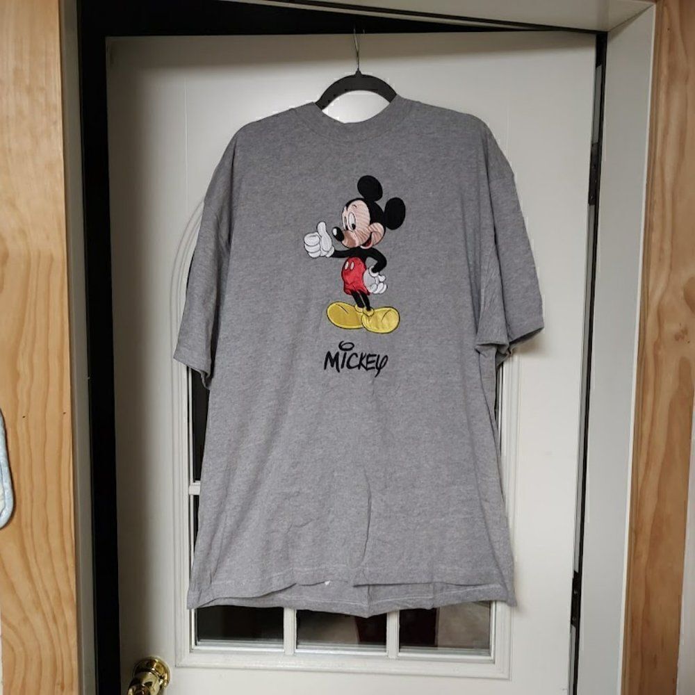 New Vintage Mickey Inc Gray Mickey Mouse Embroidered Gray Shirt Size Adult XXL